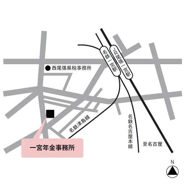一宮年金事務所（愛知県一宮市新生4-7-13）の案内図
