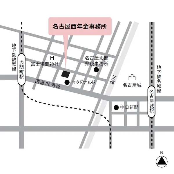 名古屋西年金事務所（愛知県名古屋市西区城西1-6-16）の案内図