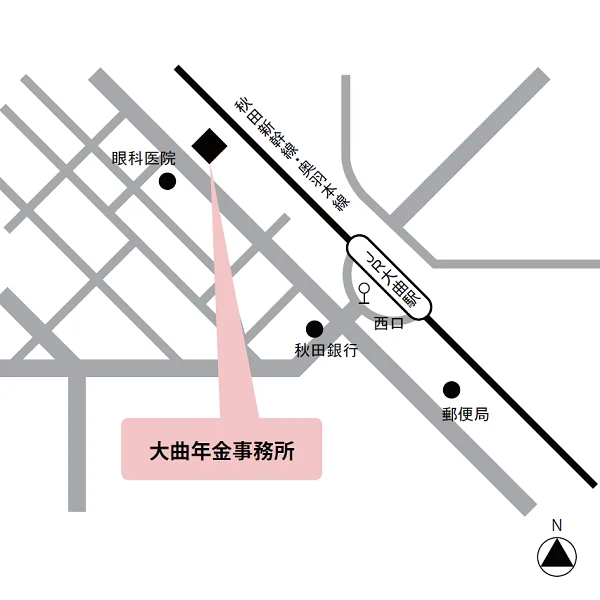 大曲年金事務所（秋田県大仙市大曲通町6-26）の案内図