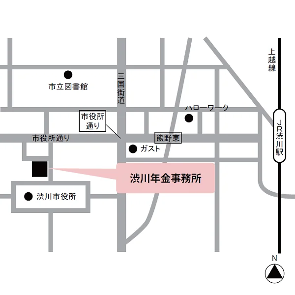 渋川年金事務所（群馬県渋川市石原143-7）の案内図