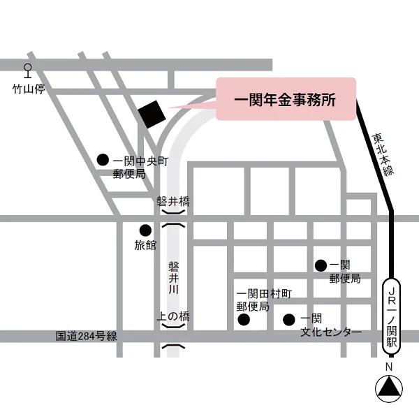 一関年金事務所（岩手県一関市五代町8-23）の案内図