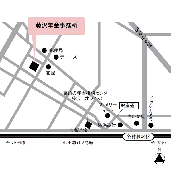 藤沢年金事務所（神奈川県藤沢市藤沢1018）の案内図