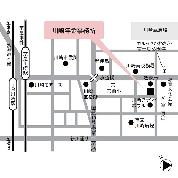 川崎年金事務所（神奈川県川崎市川崎区宮前町12-17）の案内図