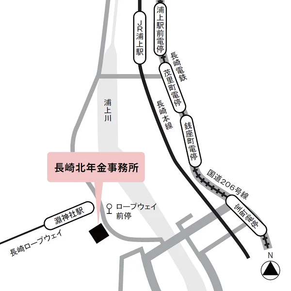 長崎北年金事務所（長崎県長崎市稲佐町4-22）の案内図