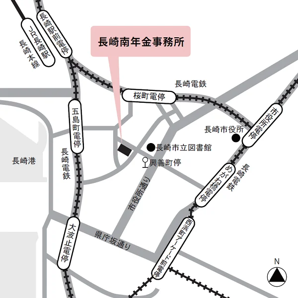 長崎南年金事務所（長崎県長崎市金屋町3-1）の案内図