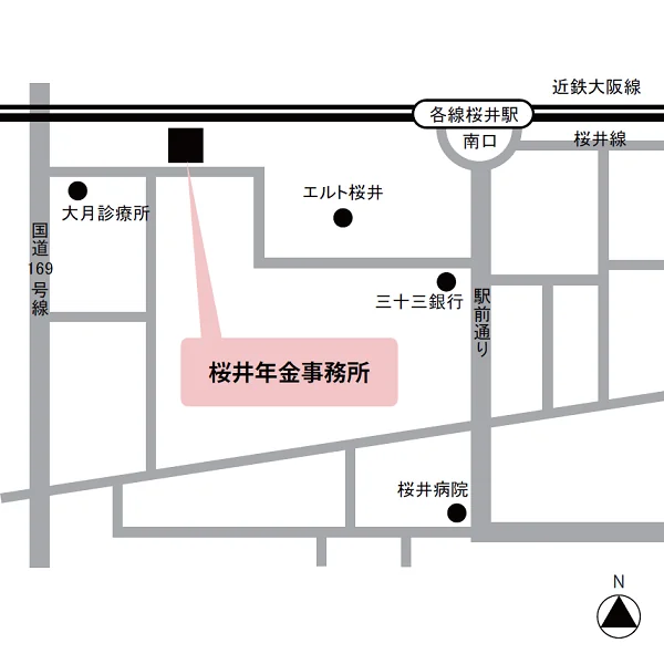桜井年金事務所（奈良県桜井市大字谷88-1）の案内図