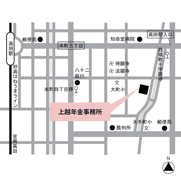 上越年金事務所（新潟県上越市西城町3-11-19）の案内図