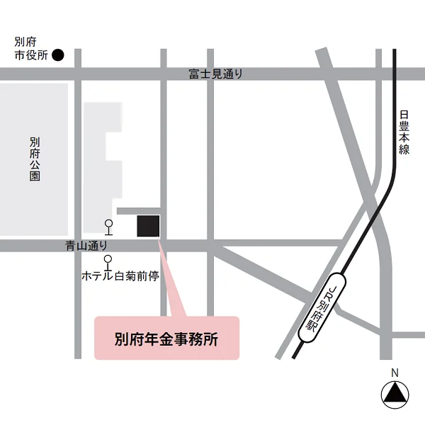 別府年金事務所（大分県別府市西野口町2-41）の案内図