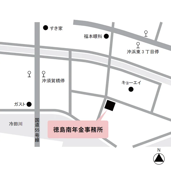 徳島南年金事務所（徳島県徳島市山城西4-45）の案内図