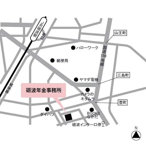 砺波年金事務所（富山県砺波市豊町2-2-12）の案内図